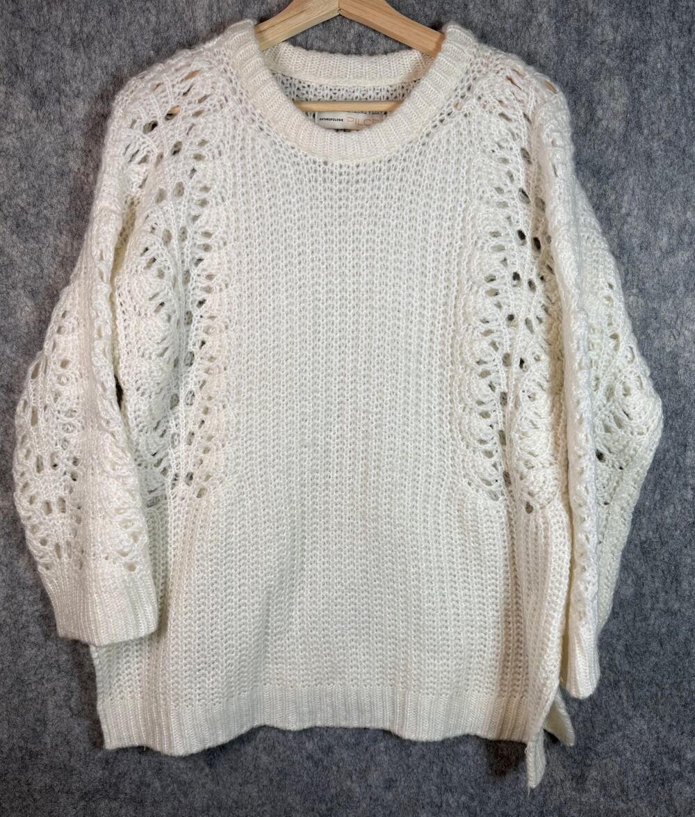 Anthropologie PILCRO Devenne Oversized Chunky Pointelle Knit XS Sweater